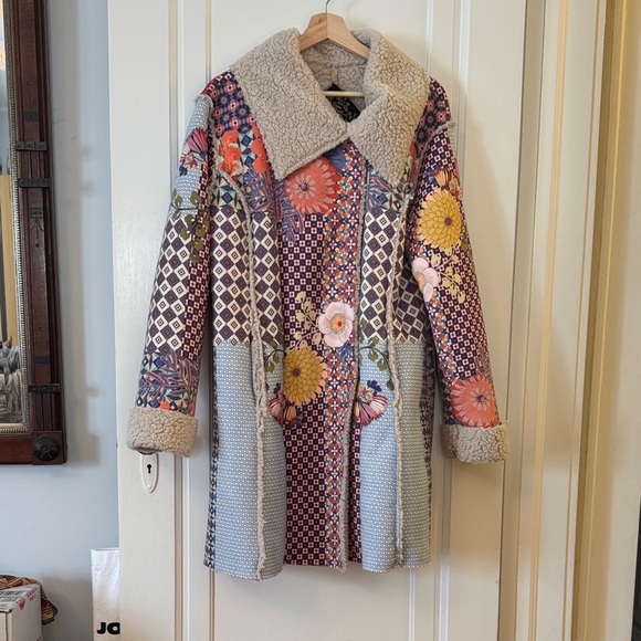 Johnny Was Multicolor Floral Patchwork Teddy Jacket - Picture 2 of 13